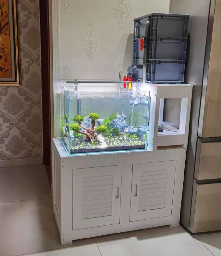 25W水中ポンプ濾過材2段付き　水槽池用フィルター外部式濾過器装置オーバーフロー