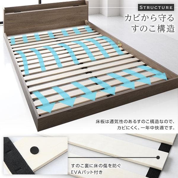 ベッド ダブル ベッドフレームのみ グレージュ ds-2423334