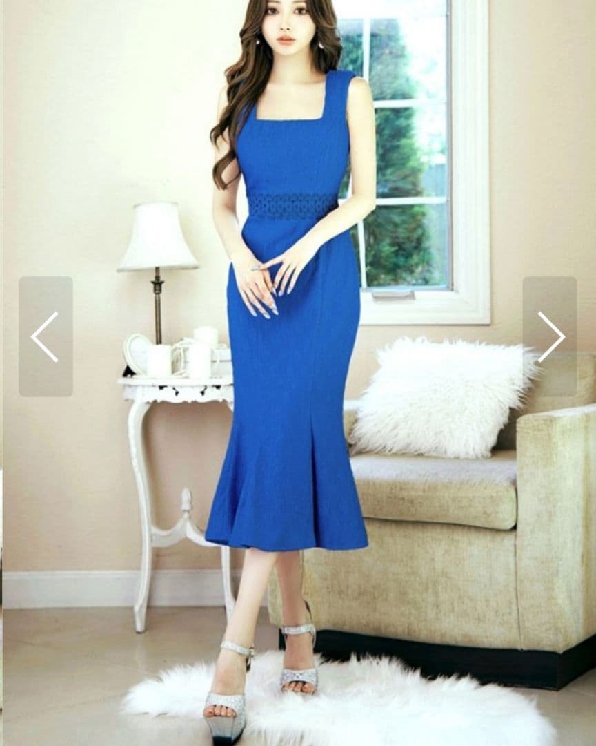 9号 M ヴァネッサハート マーメイド スクエア ワンピース ドレス ブルー