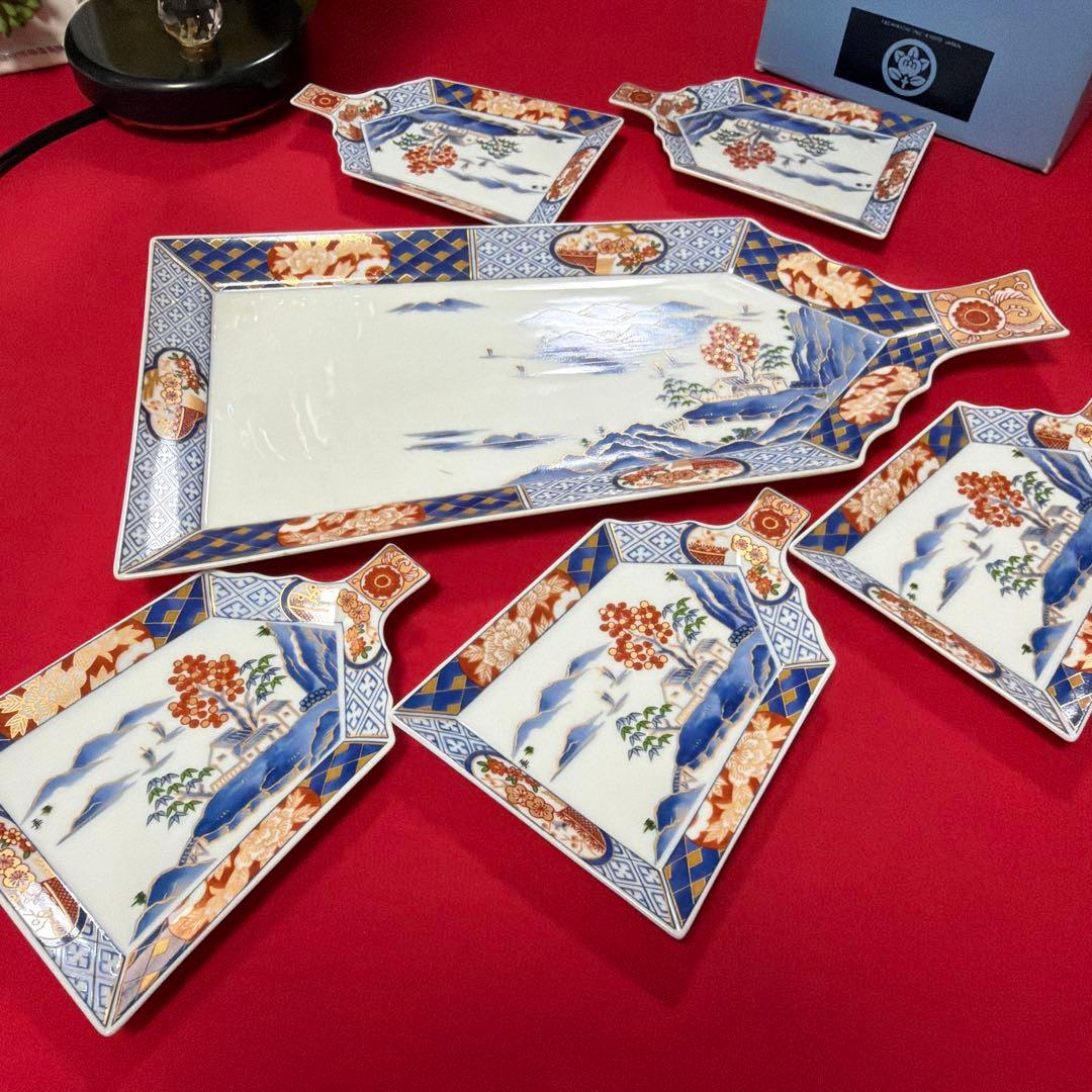 美品　醍醐窯　お正月セット　大皿&銘々皿セット　No.4-26