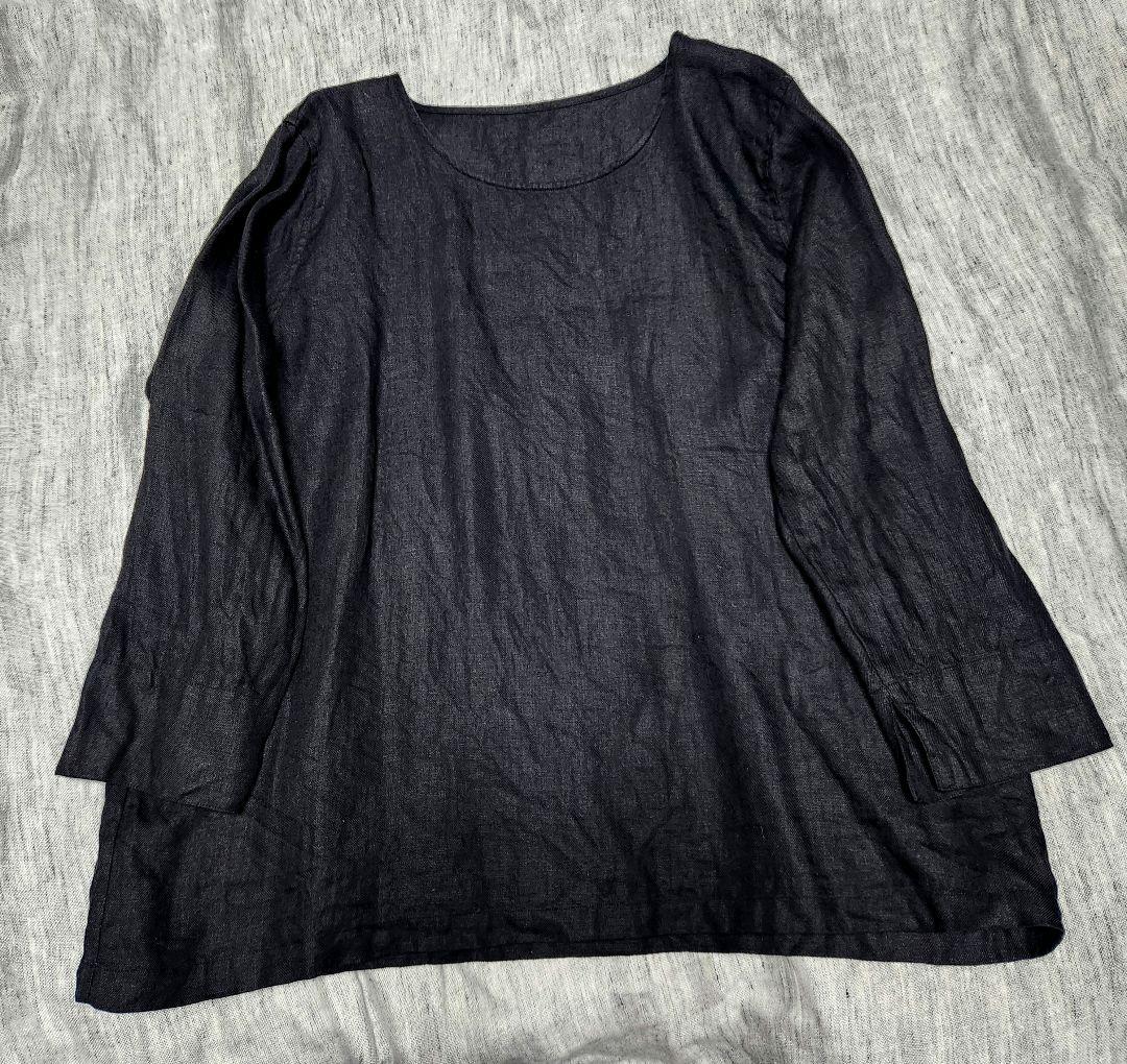 wafu. プレミアムリネントップス　 丸首 トップス LL