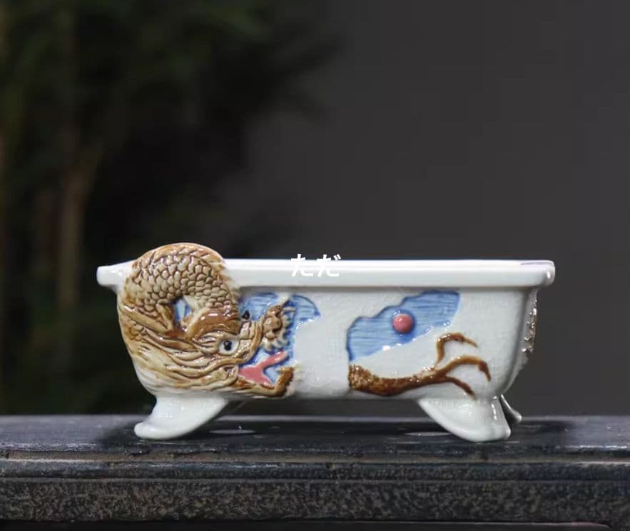 色絵龍盆 青磁鉢 山野草鉢 多肉植物 植木鉢 小品大品盆栽鉢 置物 色を選びます