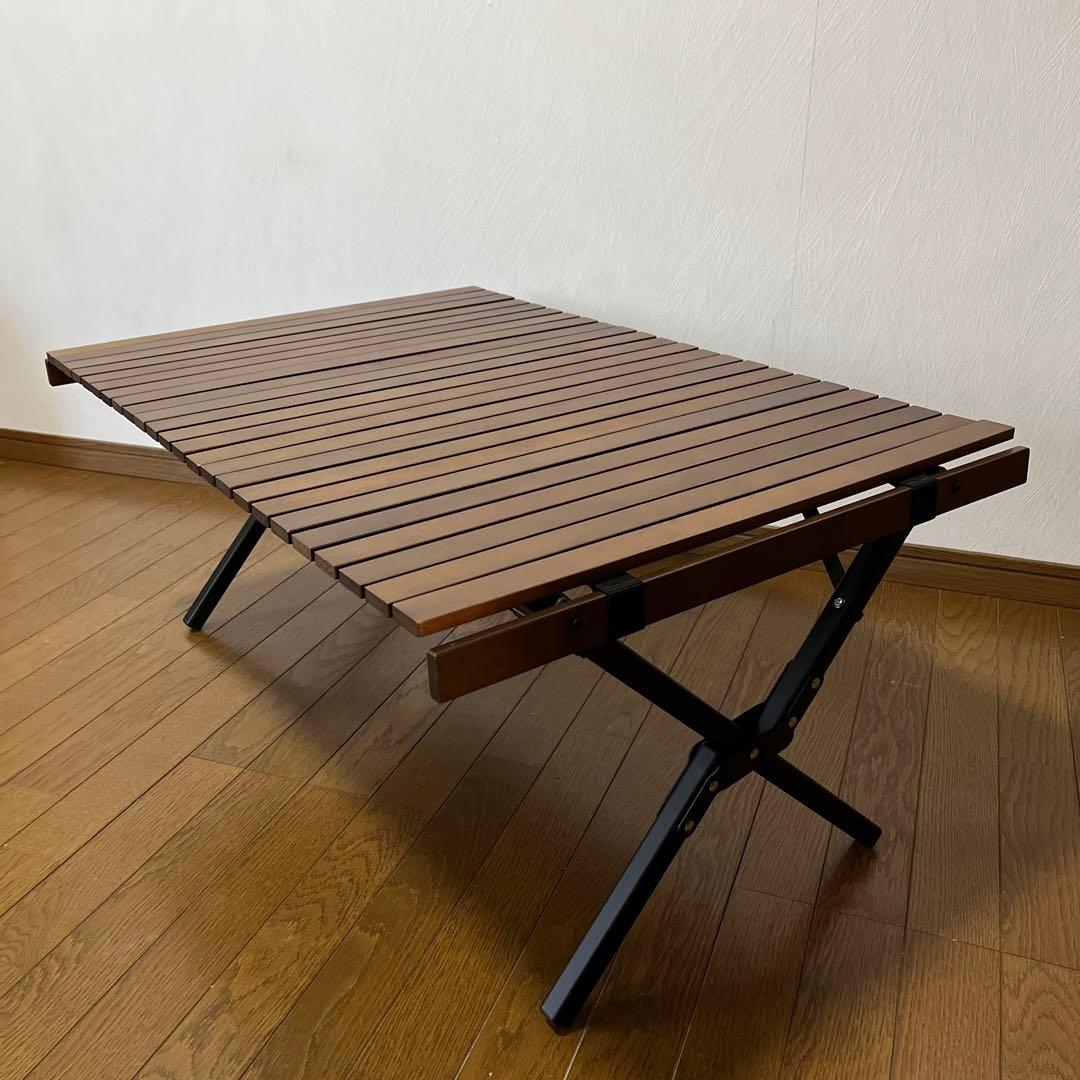 クイックキャンプ X脚 ウッドロールローテーブル 90×60cm