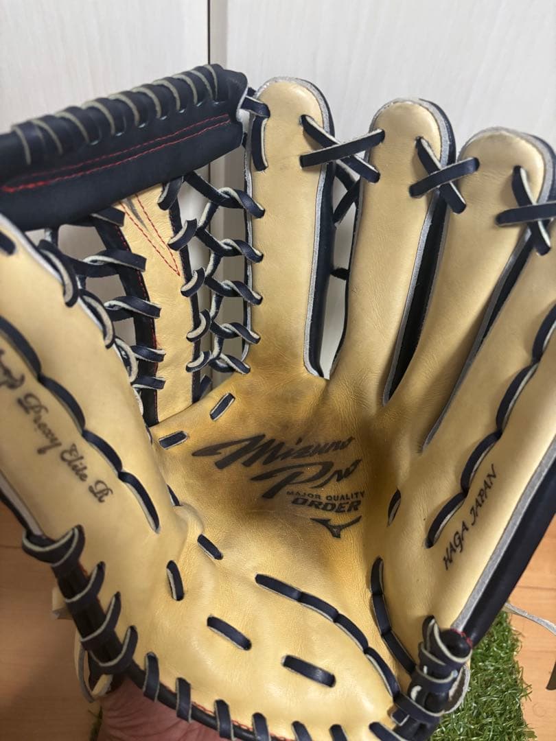 日本製　波賀ジャパン　ミズノプロ ダイバーシティブルー　外野手　オーダーグラブ
