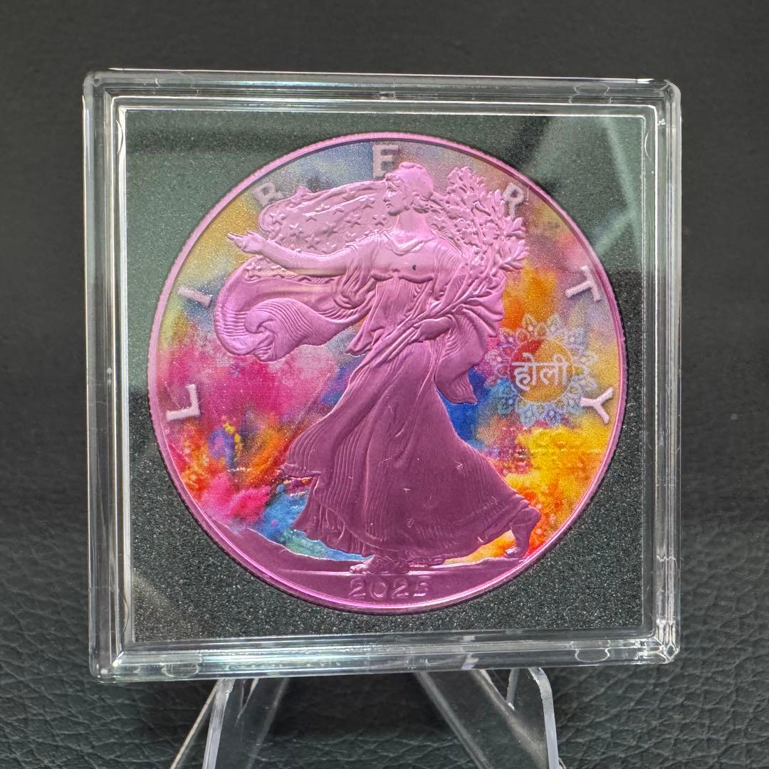 世界500枚 イーグル 銀貨 両面カラー ホーリー祭(豊作&世界平和)