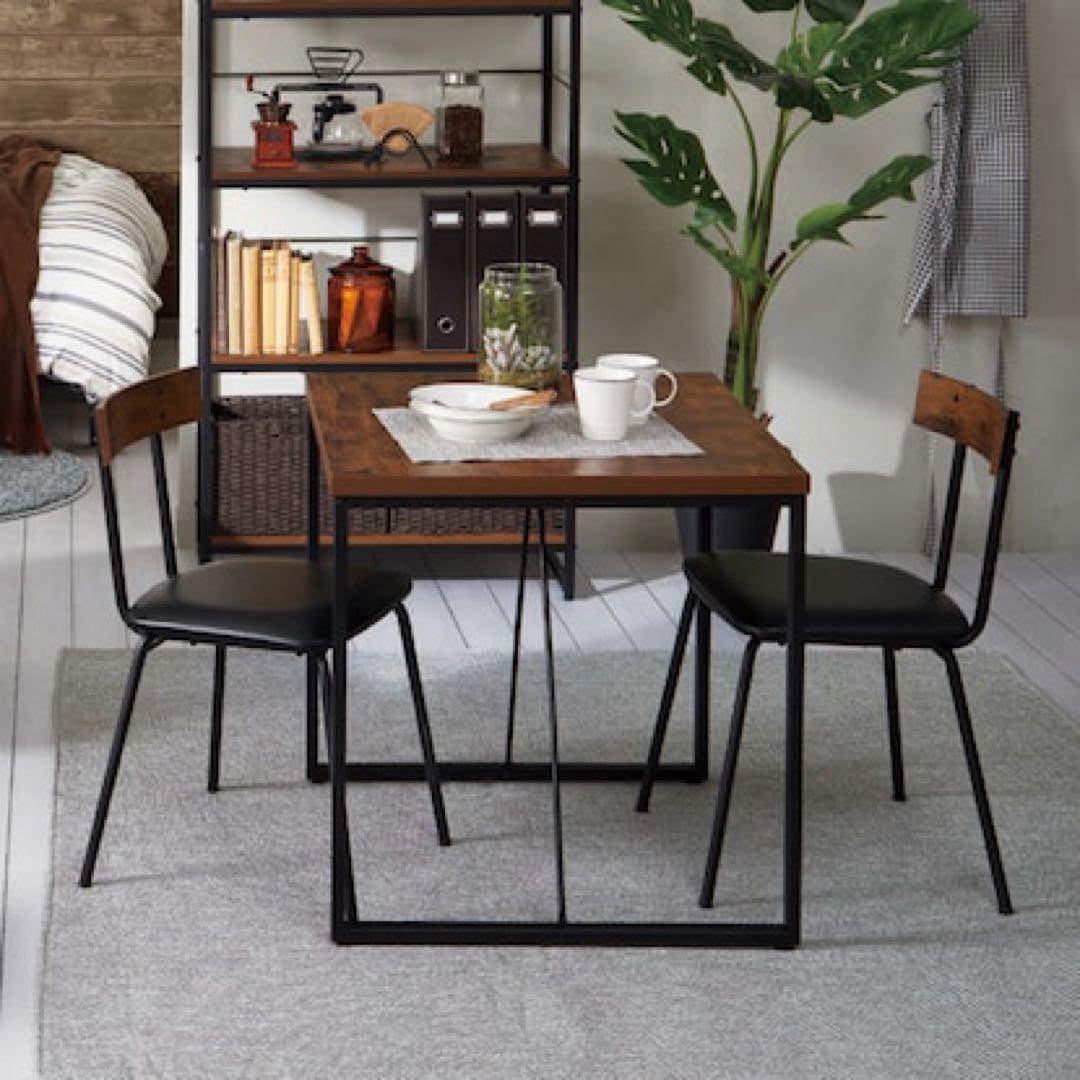 シンプルデザイン デスクチェア　2脚セット ステインシリーズ(ヴィンテージ風)