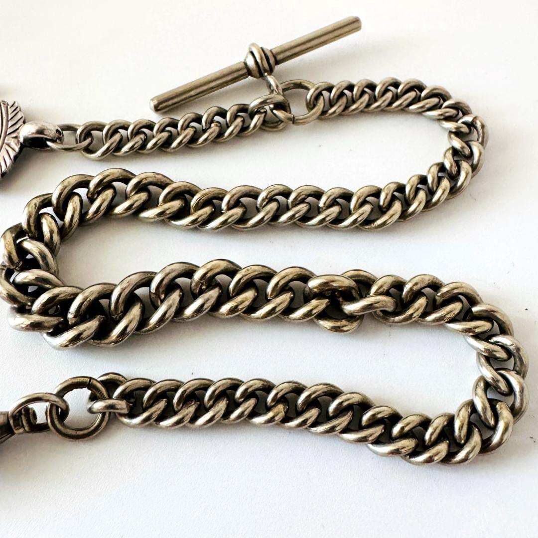 1901年★英国★アルバートチェーン/純銀製/アンティーク