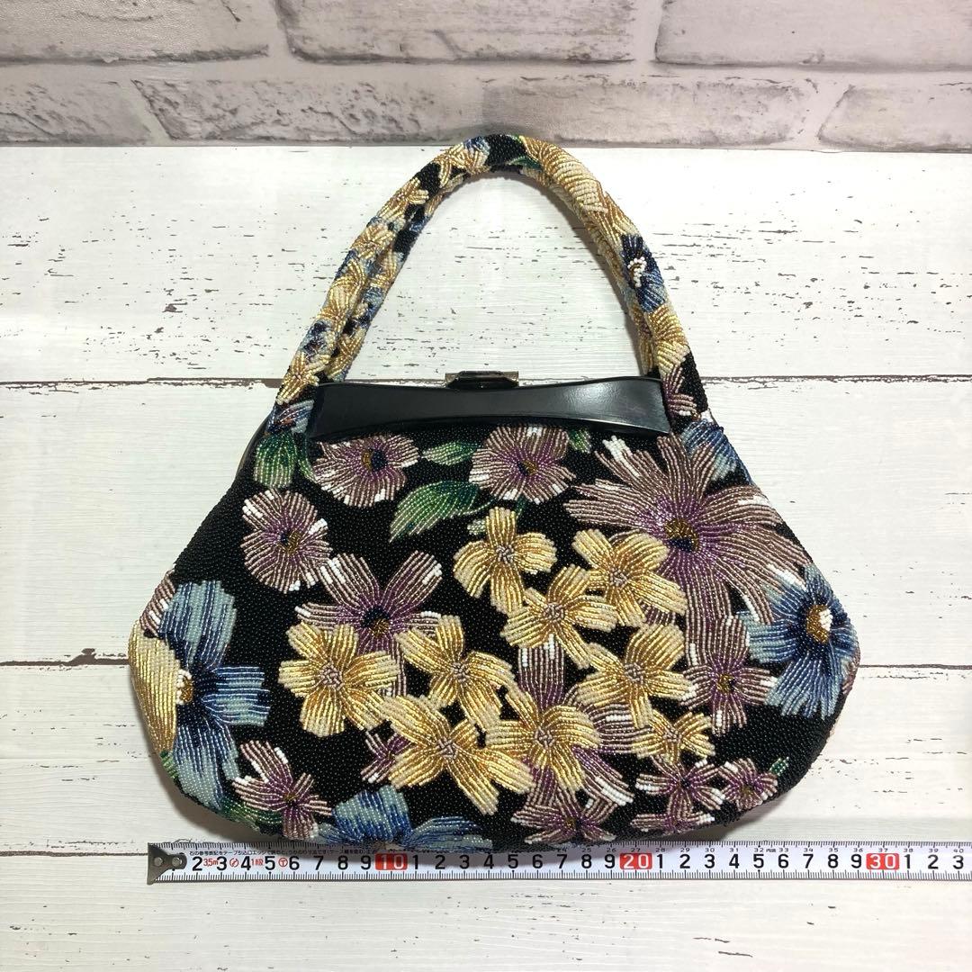 ビーズバック レトロ 花柄 和装 洋装 小物 ハンドバッグ 総柄 フォーマル