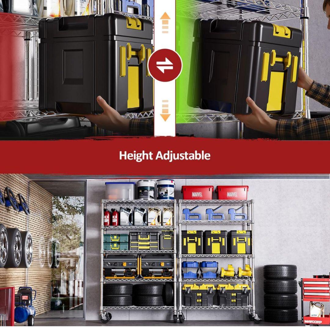 スチールラック 5段 キャスター付 収納棚 頑丈 ワイヤーシェルフ メタルラック