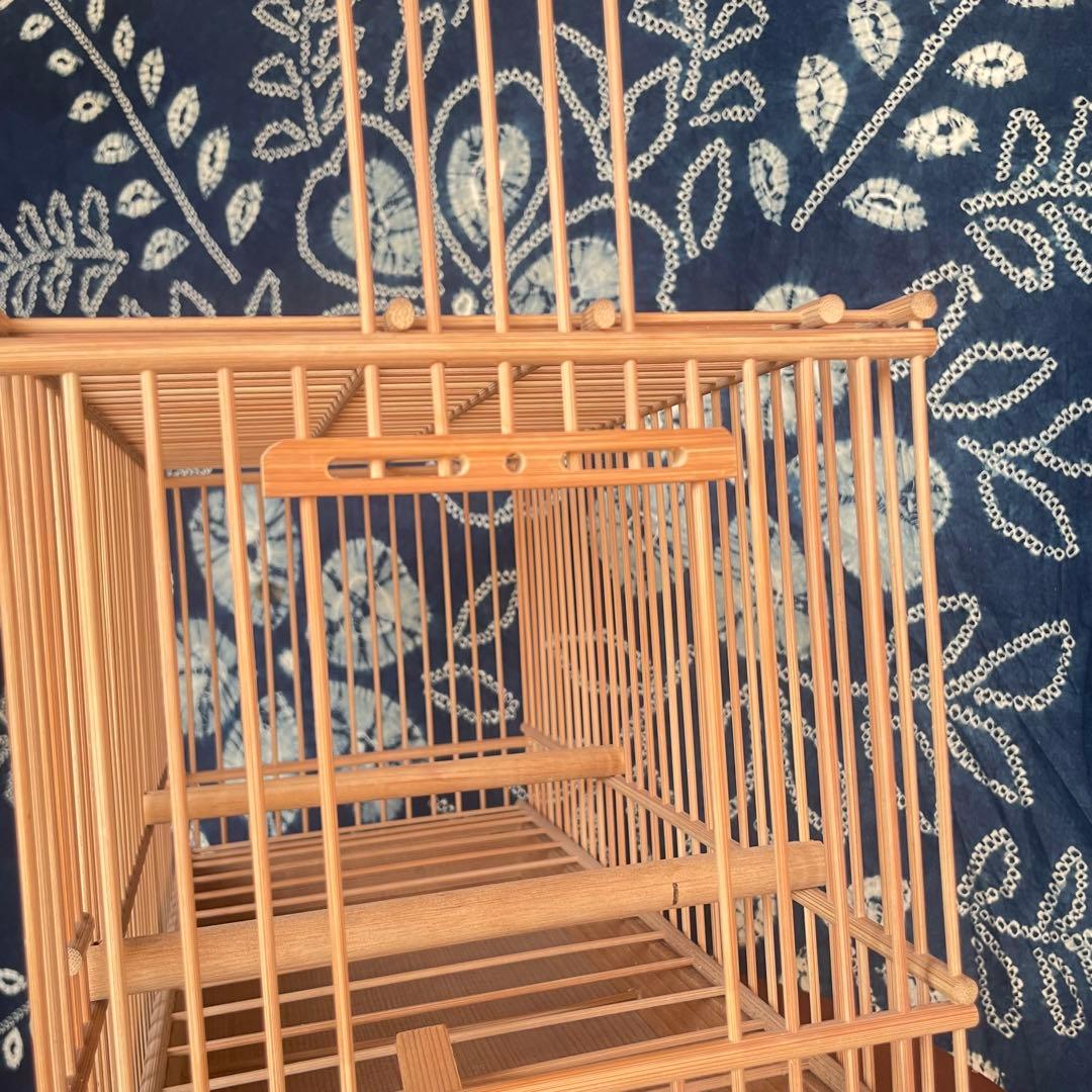 【新品未使用】レトロ　竹製 鳥籠　とりかご　竹細工　伝統品 メジロ籠　猫足