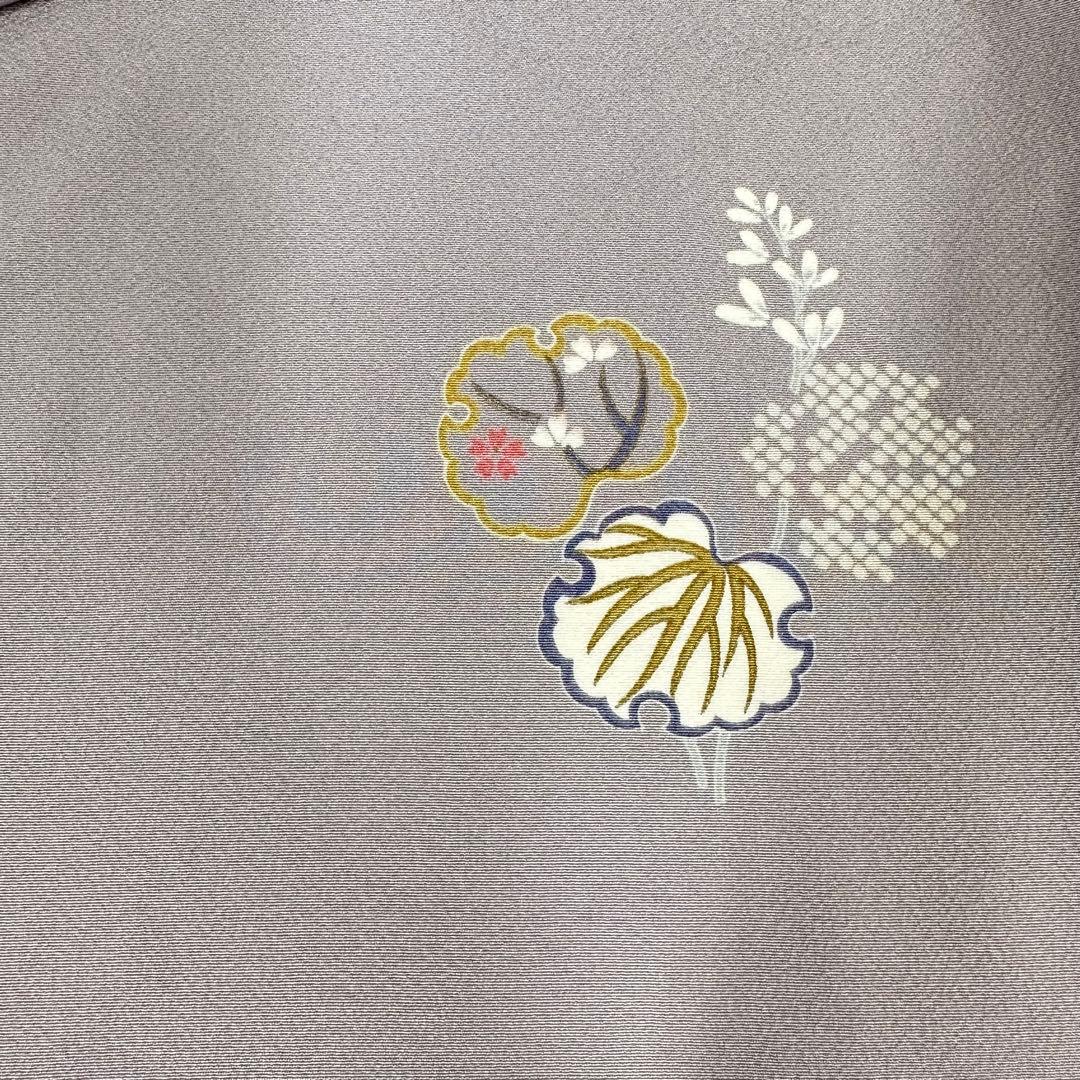 く*る様 小紋　袷　正絹　草木模様　飛び柄　藤鼠色　身丈170裄72トールサイズ