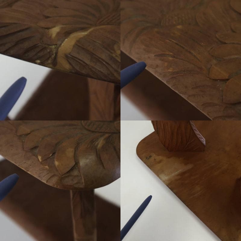 伝統工芸 日光彫 花文 サイドテーブル 花台 幅60cm 棚板付き