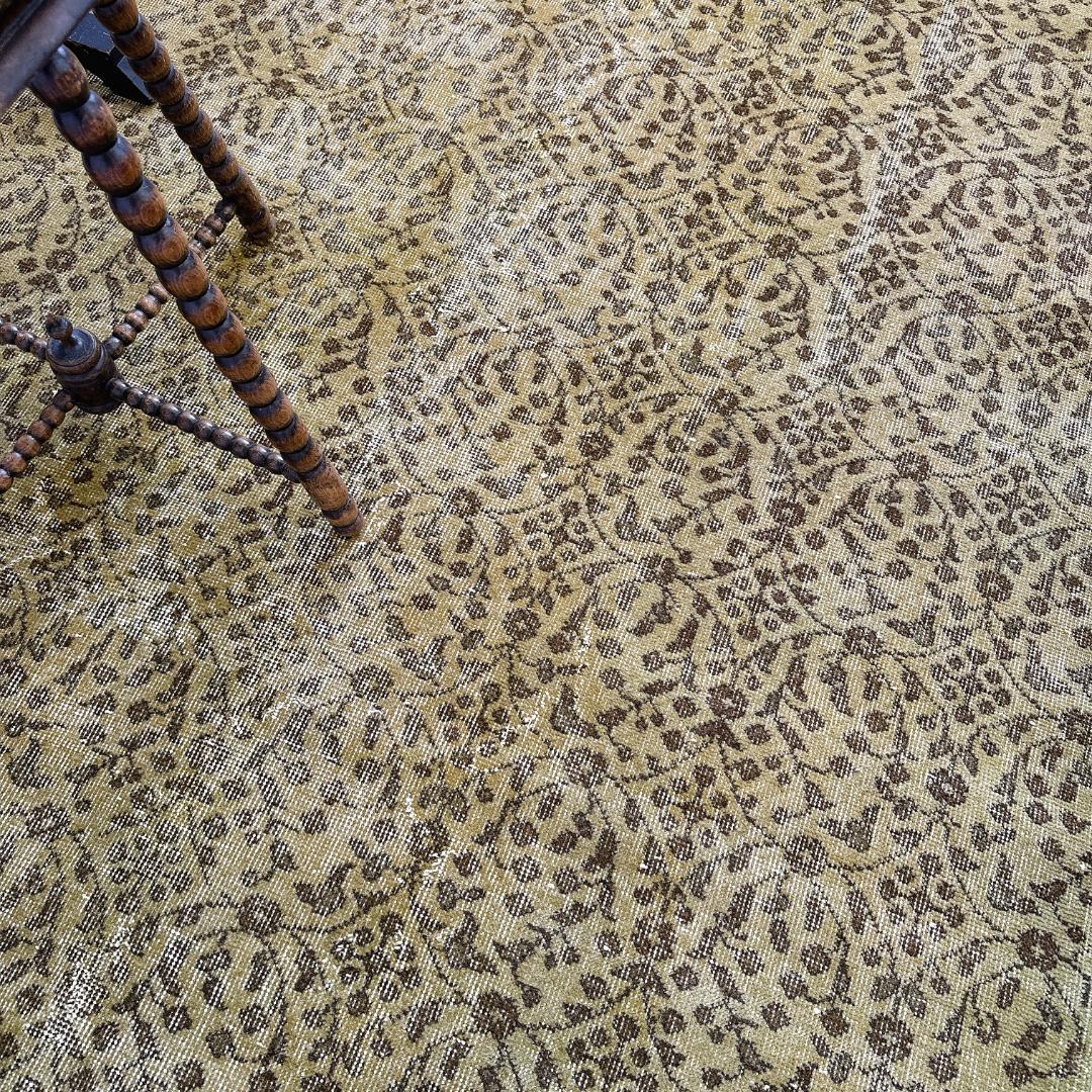 トルコ ヴィンテージラグ A125超大判 オリーブ カーキグリーン オーバーダイ
