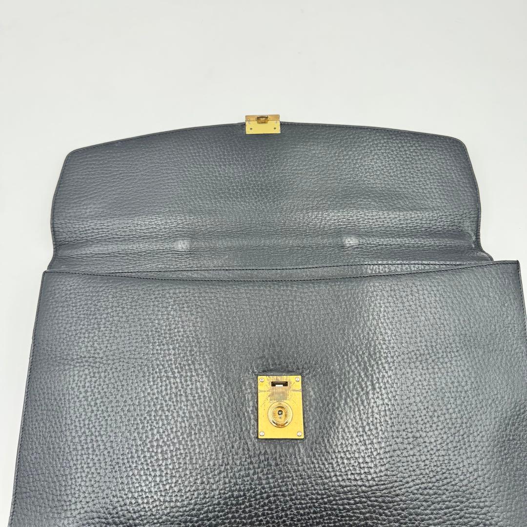 LOEWE ビジネスバッグ　ブラック　オールレザー　アナグラム　A4収納