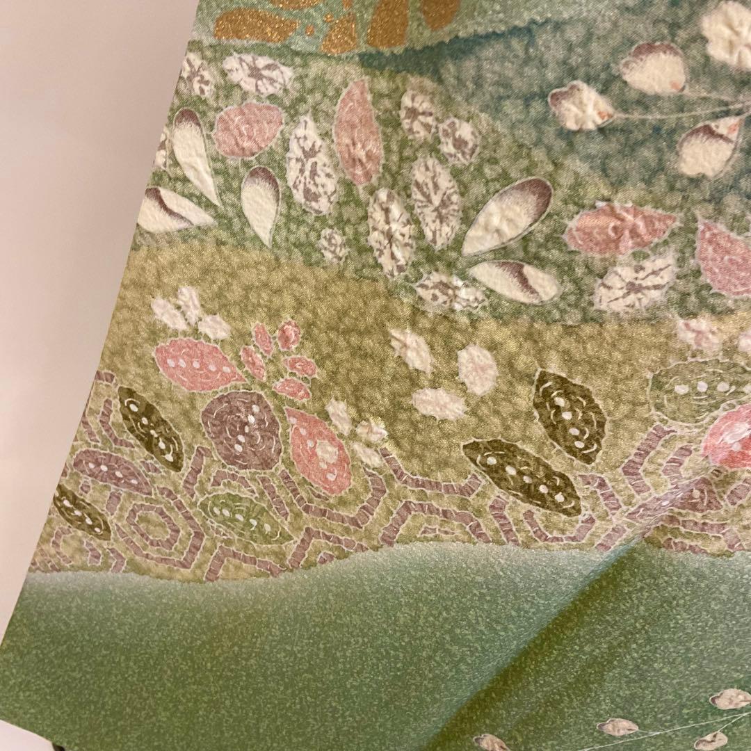 グリーン色グラデーション辻ヶ花訪問着