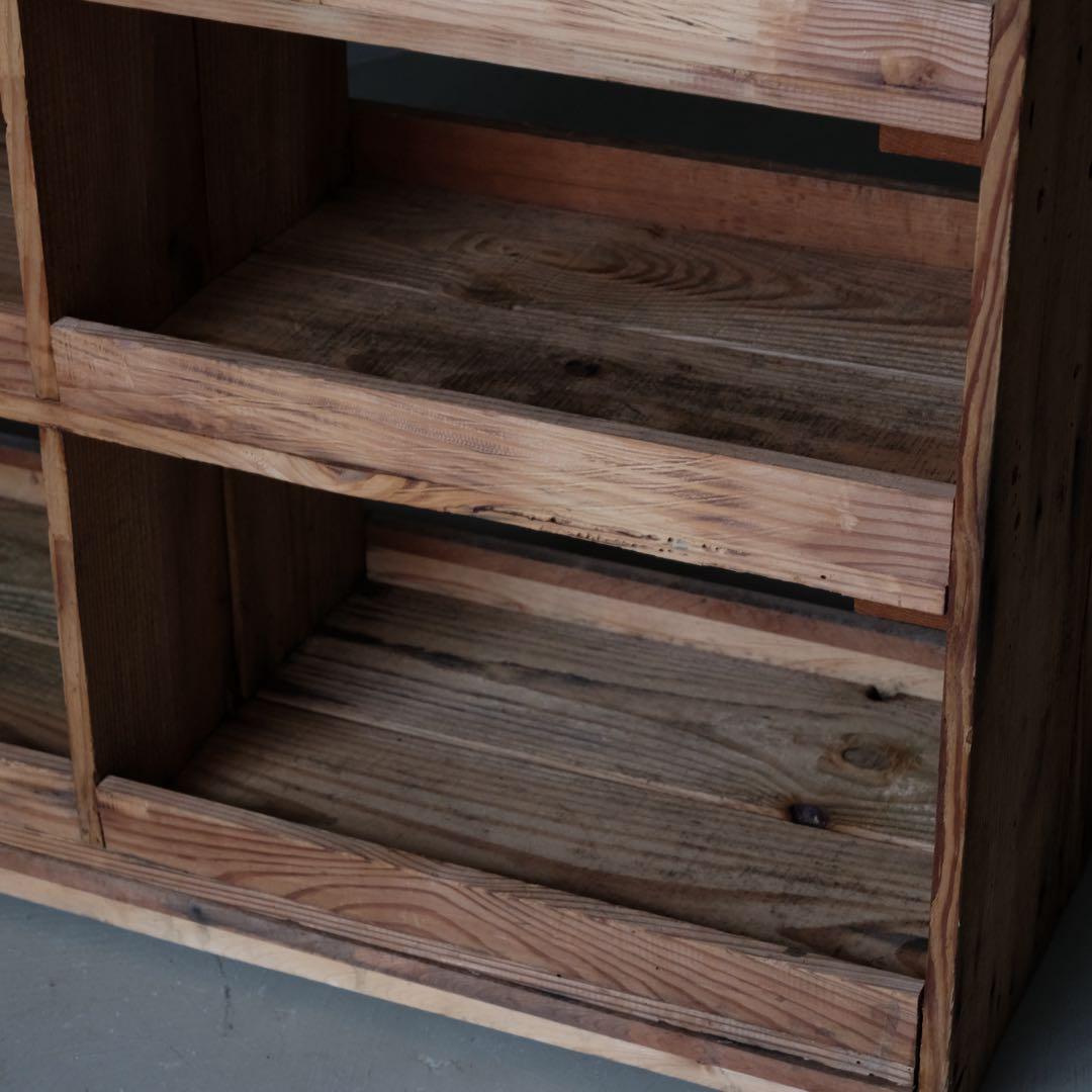 杉材 マス目収納棚　飾り棚 シェルフ ラック 古家具 古道具 アンティーク