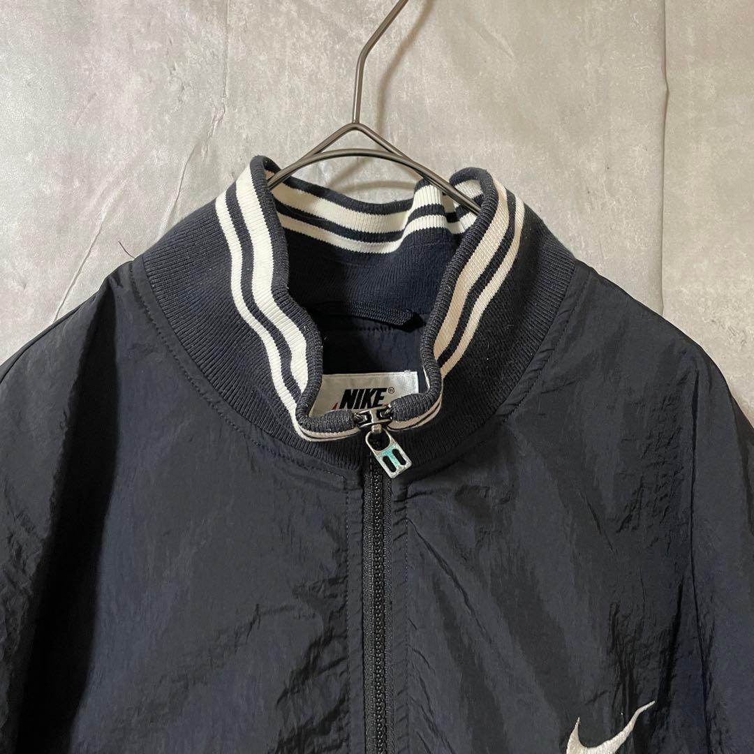 NIKEナイキナイロントラックジャケットハーフジップ黒ブラック刺繍ロゴ希少90s