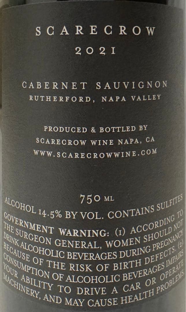 【ワイン】 スケアクロウ Scarecrow 2021 赤 ナパ 贈呈