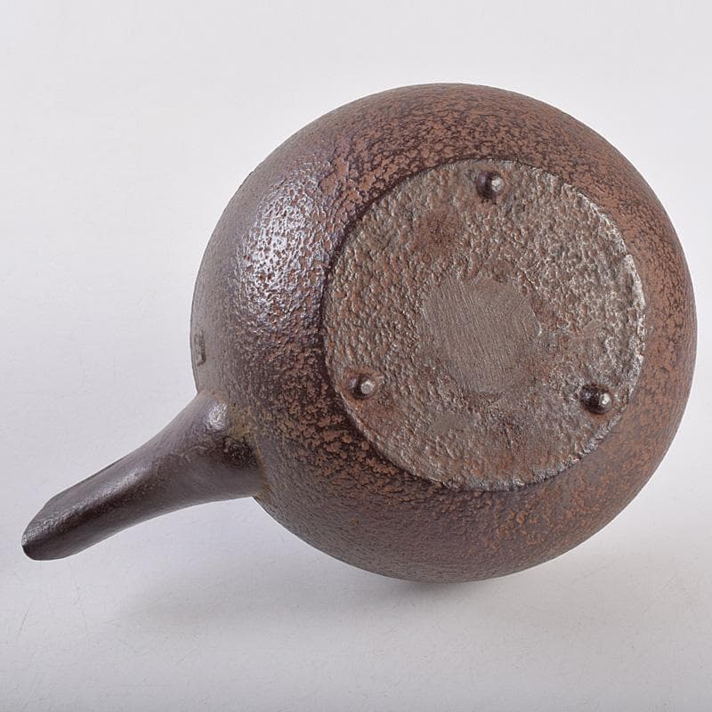 煎茶道具　釜師　菊地政光作　肩霰　銚子　染付山水文替蓋付　共箱　V R9015