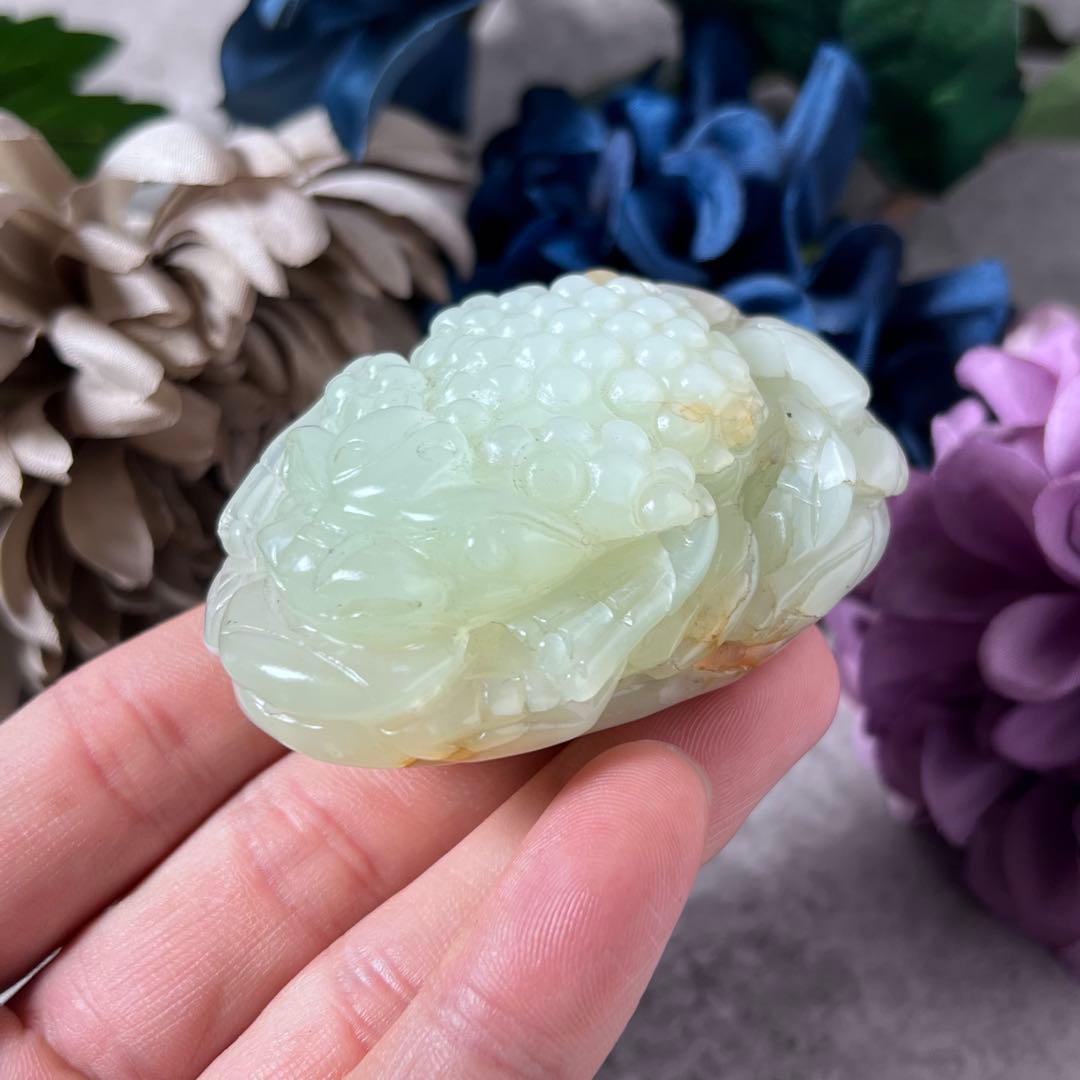 【翡翠？】青蛙神(蟾蜍)玉器置物　手把件 小擺件