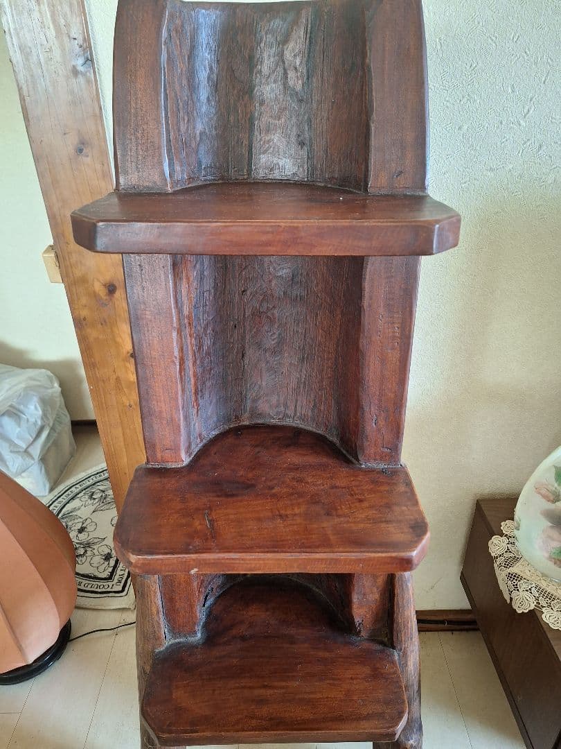 ★アジアン家具　ダークブラウン★三段棚