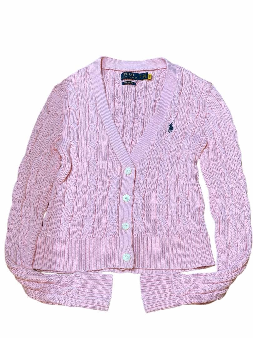 【極美品】ポロラルフローレン大人気ピマコットンケーブルショートカーディガン