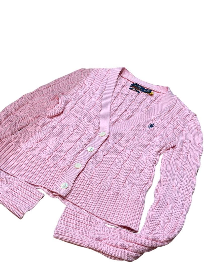 【極美品】ポロラルフローレン大人気ピマコットンケーブルショートカーディガン