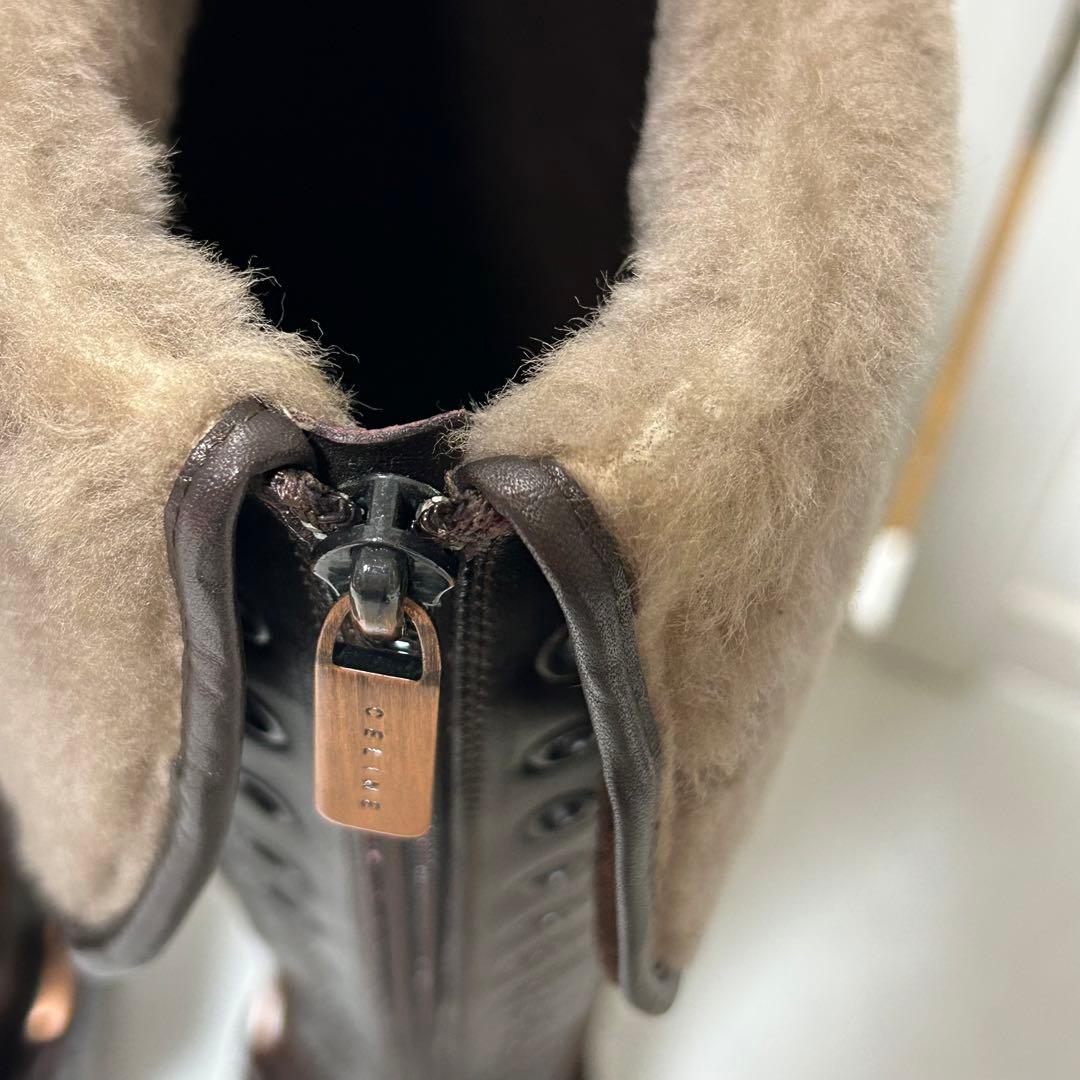 美品 CELINE スエード レザー ファー ロングブーツ 2way 36.5