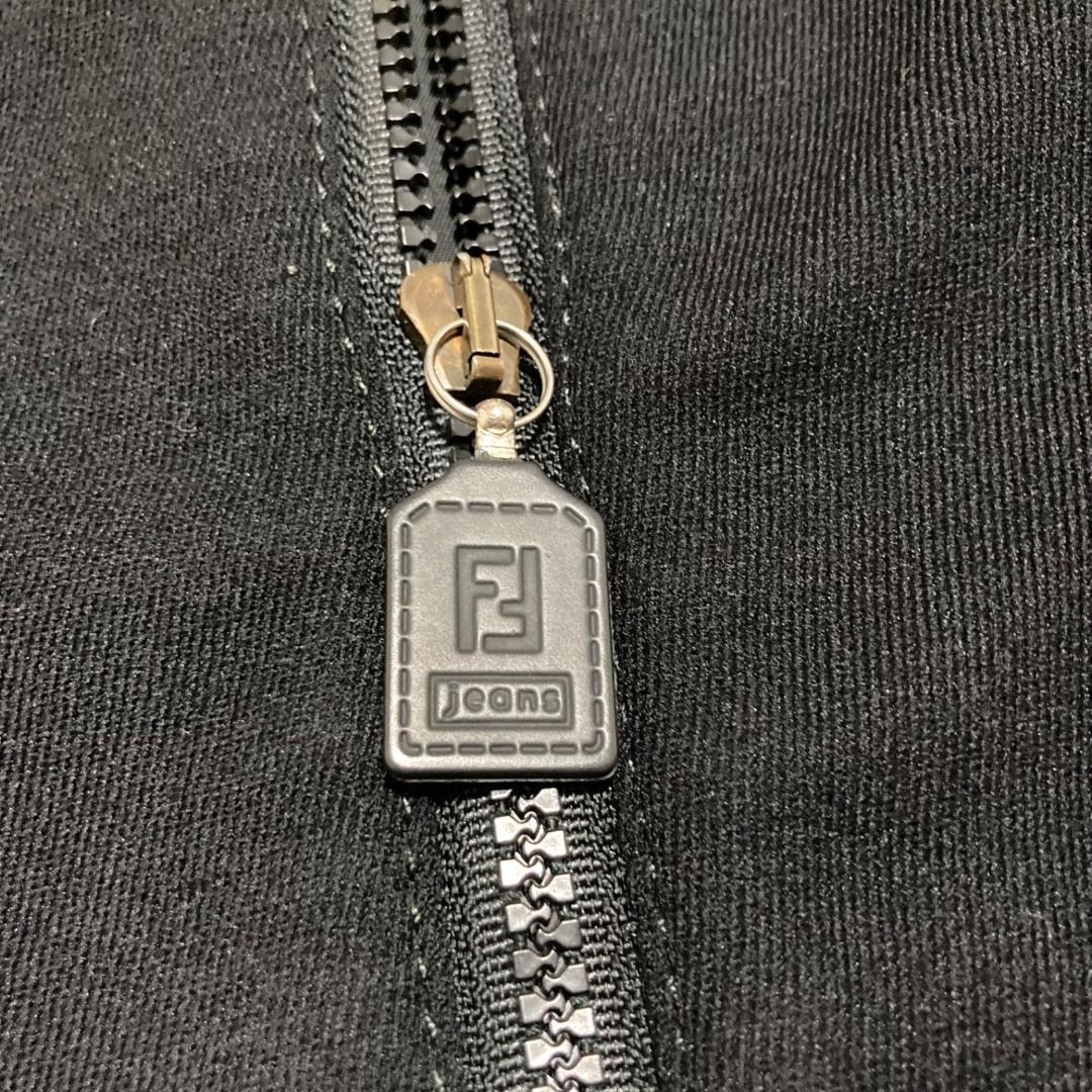 14442✨フェンディ 40 ロゴライン ウール ジップコート 黒 ブラック