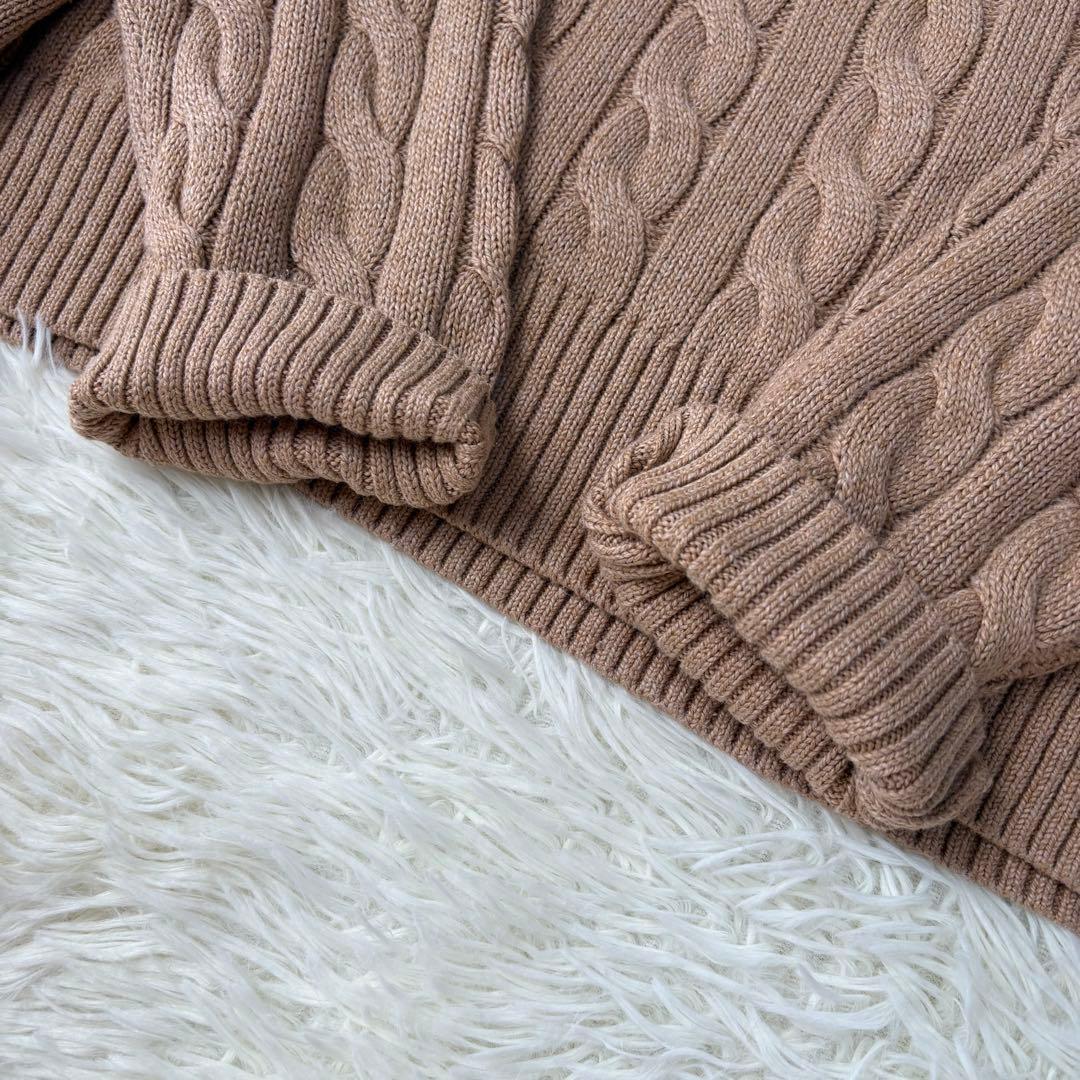 美品 ポロラルフローレン ハーフジップ ケーブルニット 現行 キャメル L