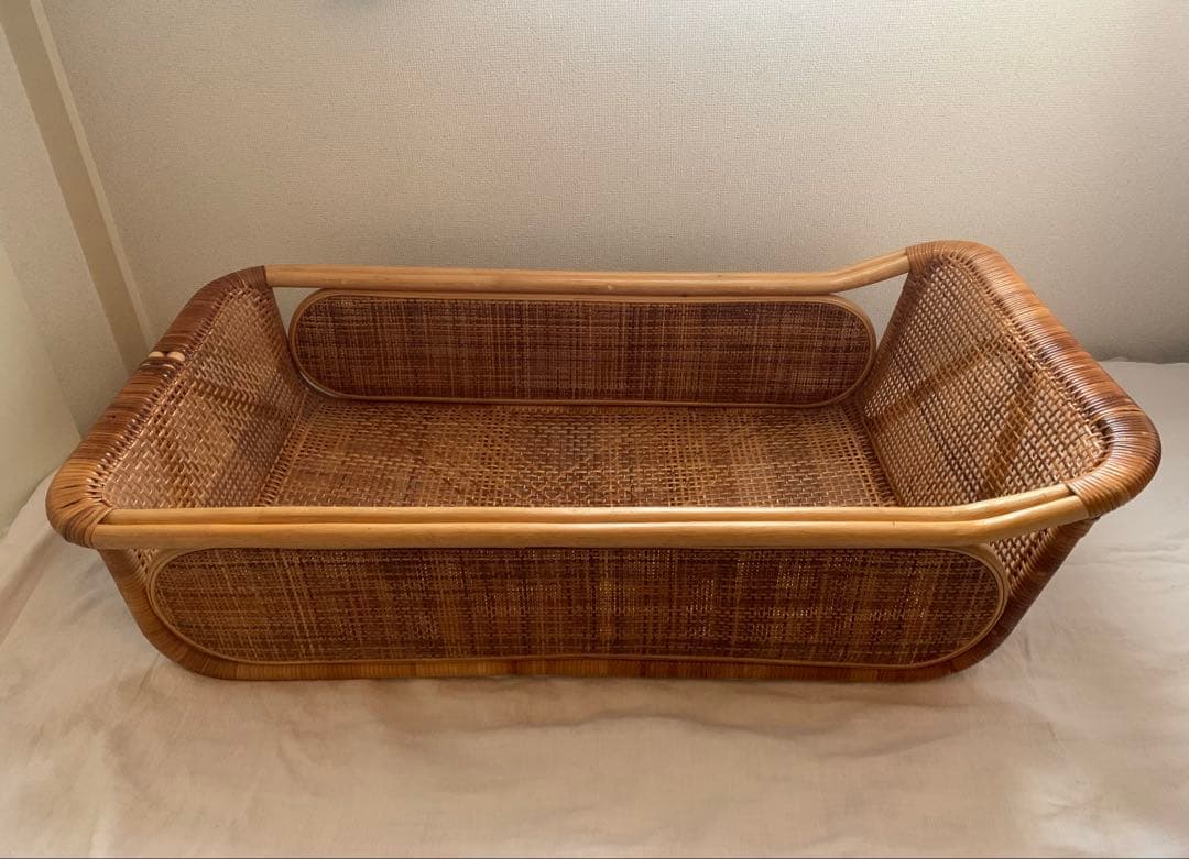 ベビーベッド籐ラタンゆりかご送料込ベビーベットクーファン