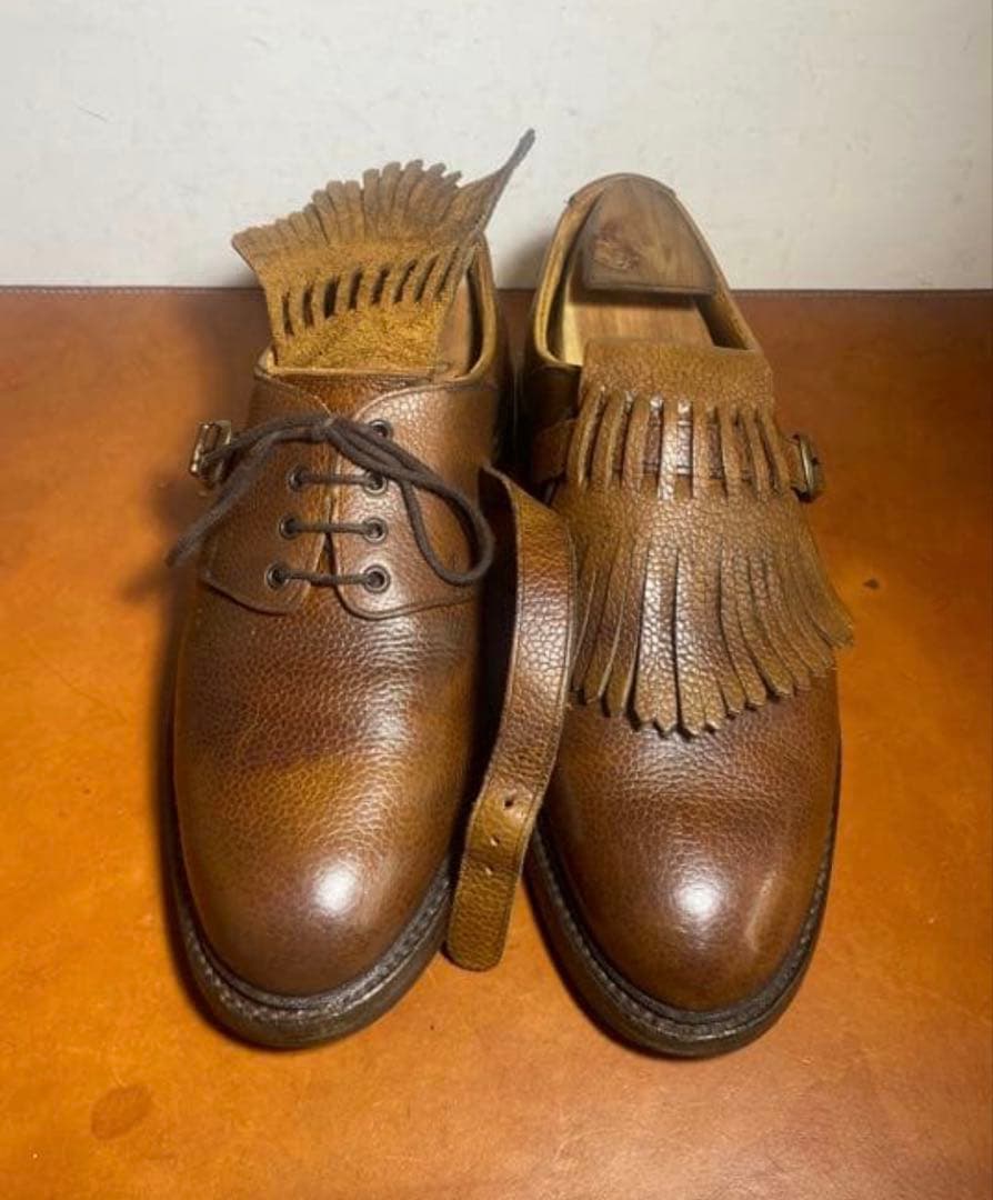 希少　Ralph Lauren キルトタッセルストラップシューズ　イングランド製