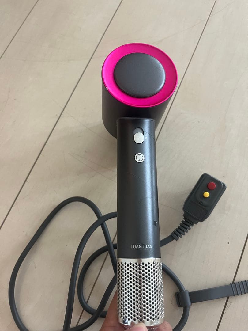 TUANTUAN 高速 ヘア　ドライヤー イオン 速乾　ダークグレー　ピンク