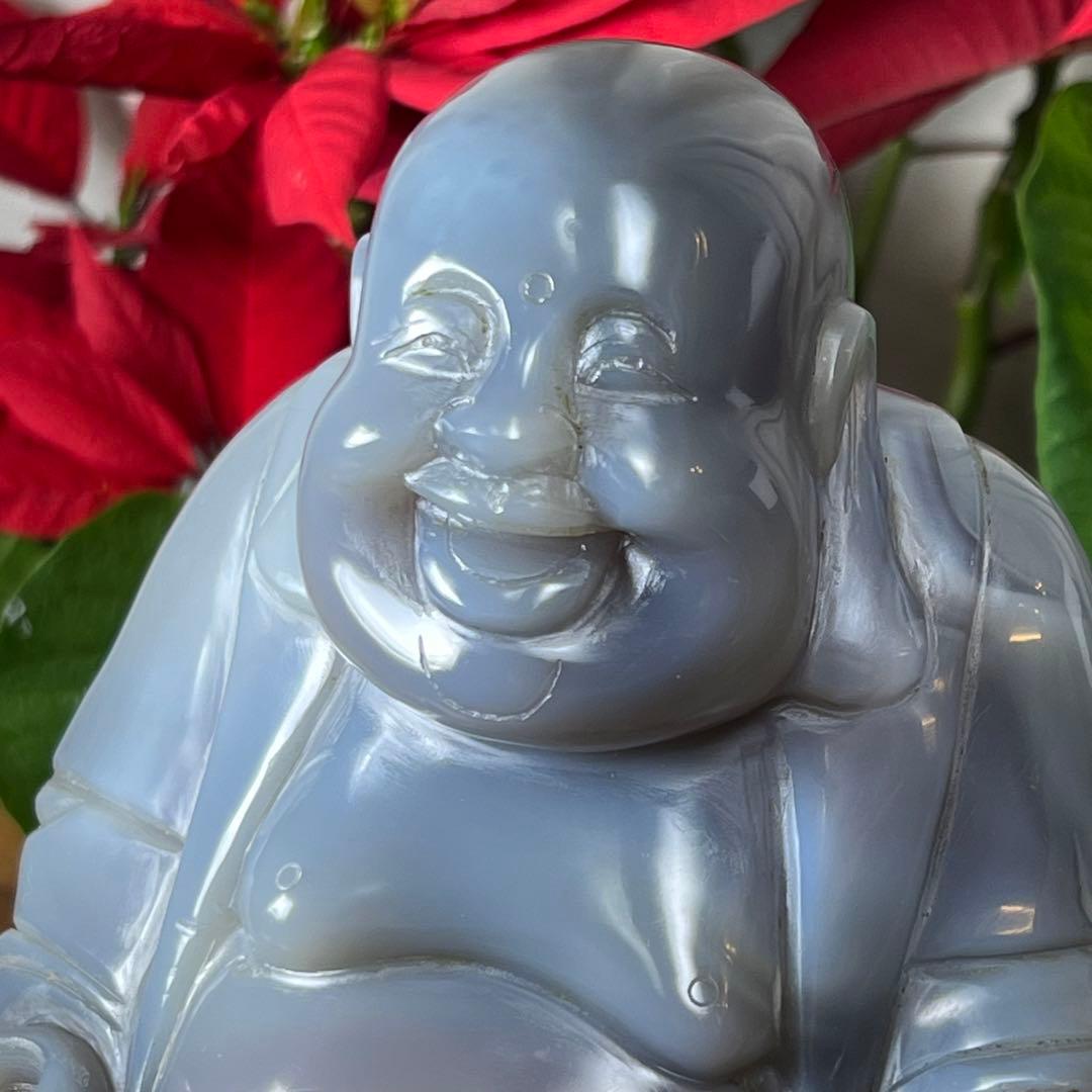 【特大】本瑪瑙水胆布袋像　台付高さ23cm