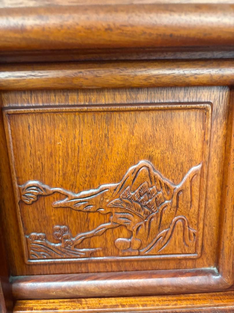 M132 茶タンス 幅1190mm 彫刻入り