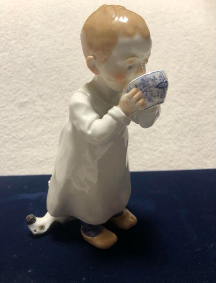 兼ママさん専用MEISSEN★マイセン★ヘンチェル人形2SET★ブルー オニオン