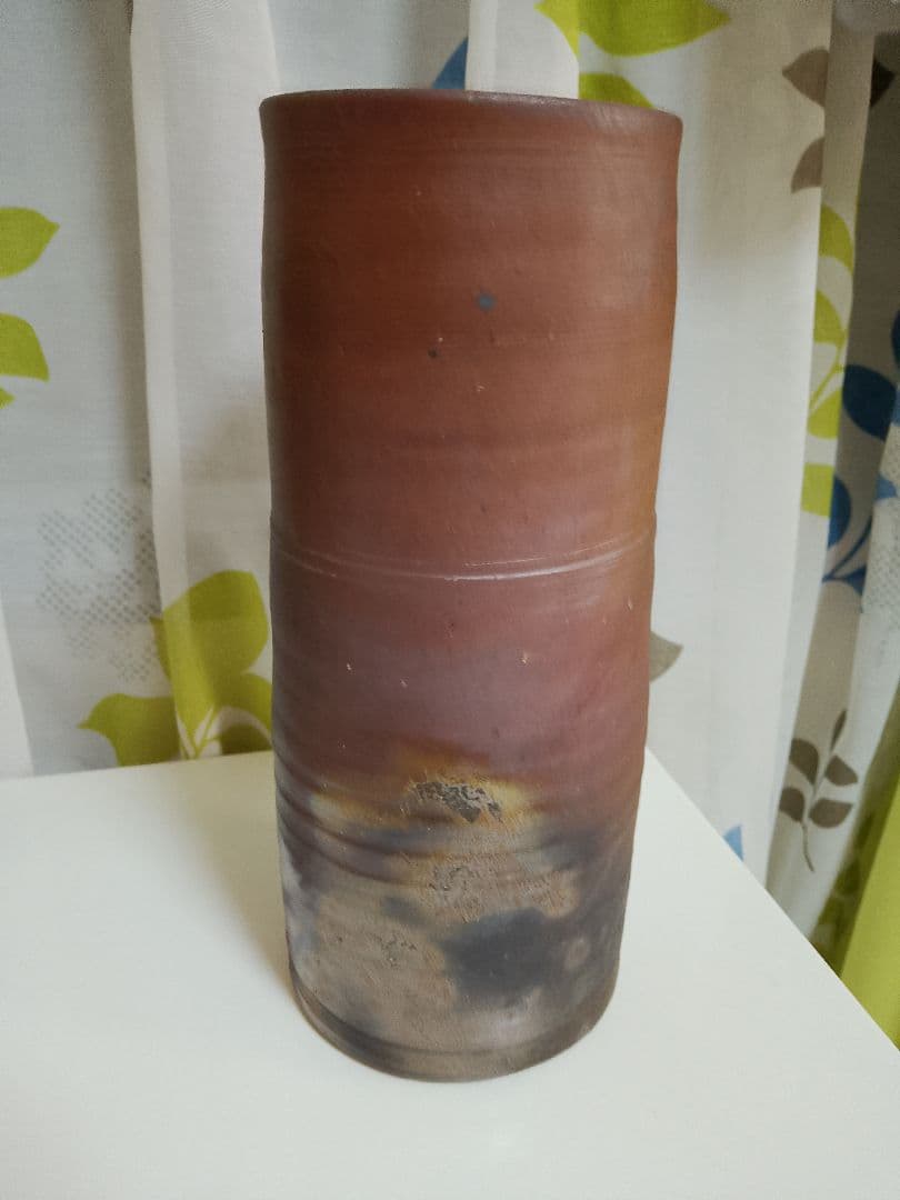 人間国宝　藤原雄　備前焼陶芸　花瓶　花入れ 木箱付き 約２４cm