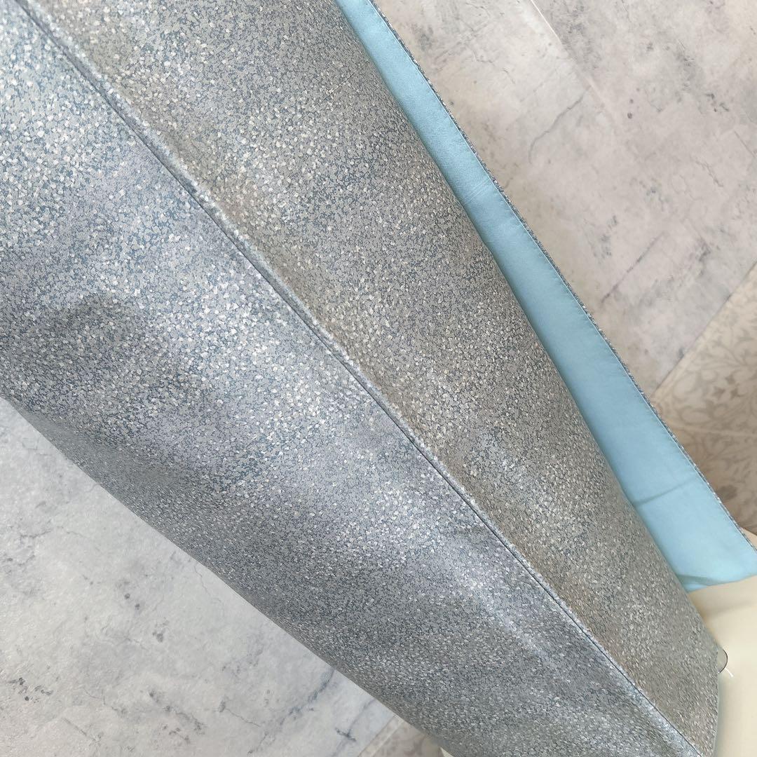 大島紬　染め大島　小紋　フルセット　着物　正絹　水色　難あり　p2