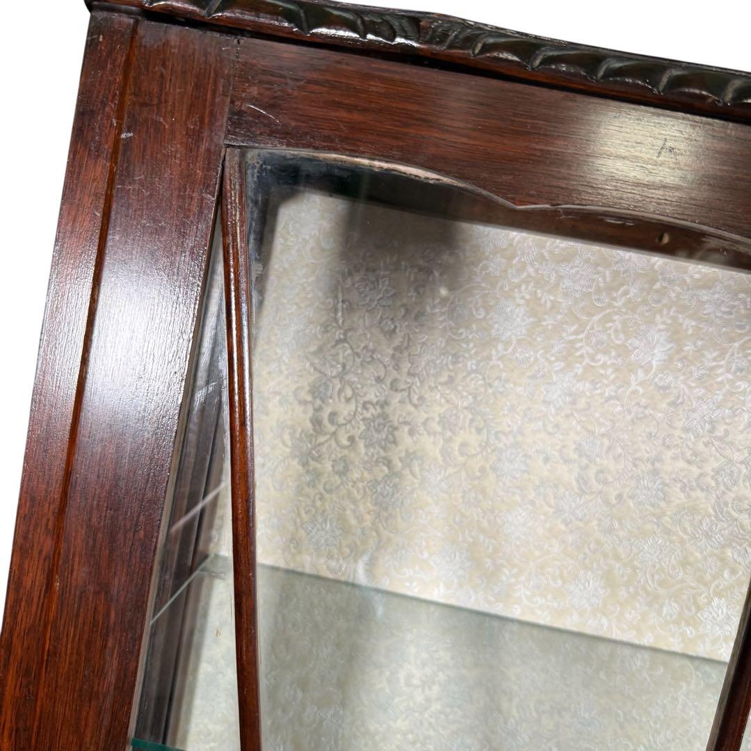 HR765 アンティーク　キュリオケース　英国　鍵付き　３面彩光　猫脚