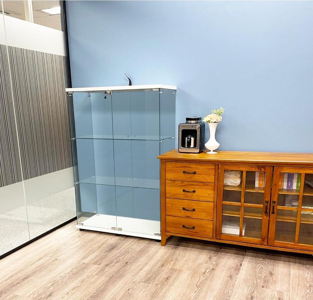 【新品】人気No.1！3段ワイドガラスケース白｜支柱なし全面ガラス｜フィギュア棚