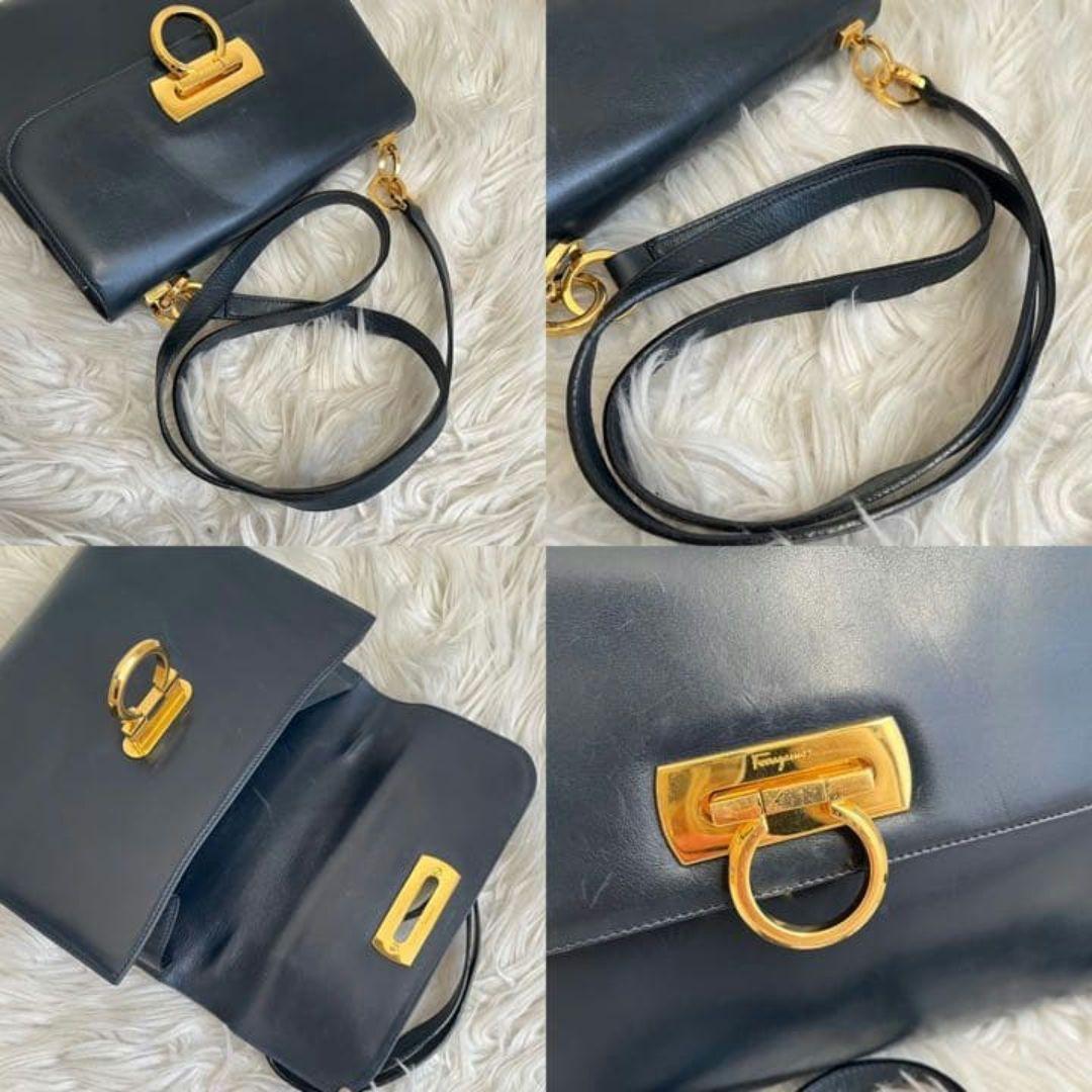 SalvatoreFerragamo ガンチーニ ショルダーバッグ レザー