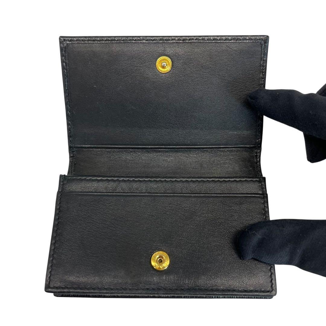 極美✨プラダ カードケース 名刺入れ ミニ財布 ヴィッテロムーブ ロゴ金具 黒
