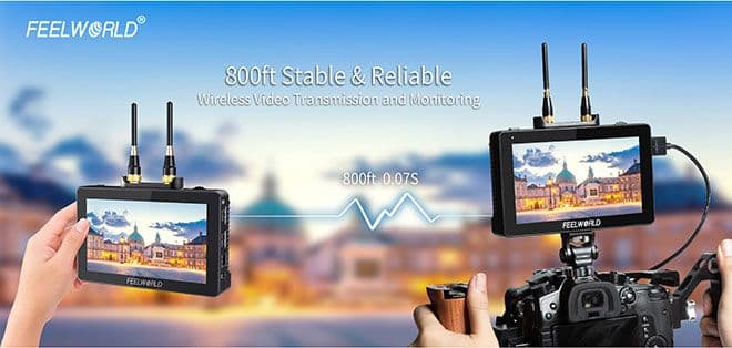 FEELWORLD FT6 FR6 5.5インチ ワイヤレスビデオ送信 電池×4