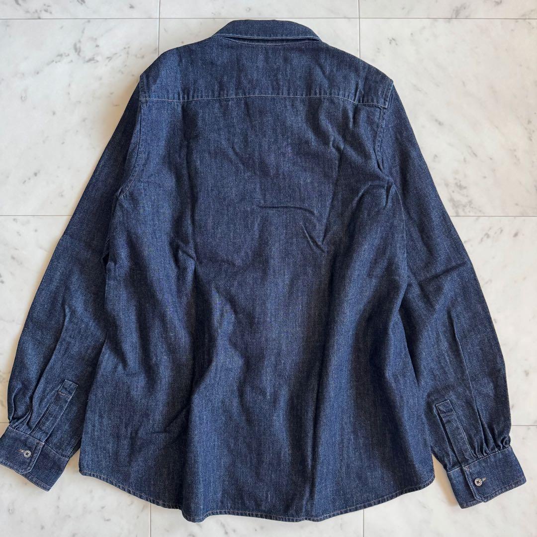 美品　マックスマーラ　タグ付き　白タグ　長袖デニムシャツ　フリルブラウス