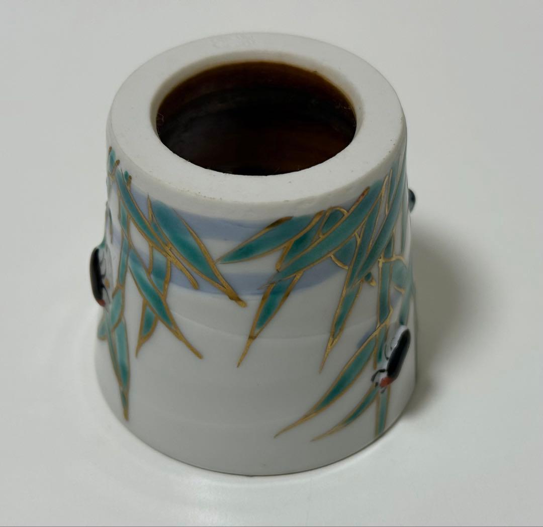 【未使用品】蓋置　色絵　芦と蛍の図