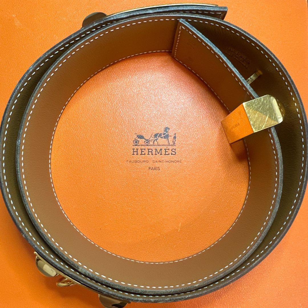 HERMES エルメス ベルト 《コリエ・ド・シアン》 ブラック ゴールド◯V刻