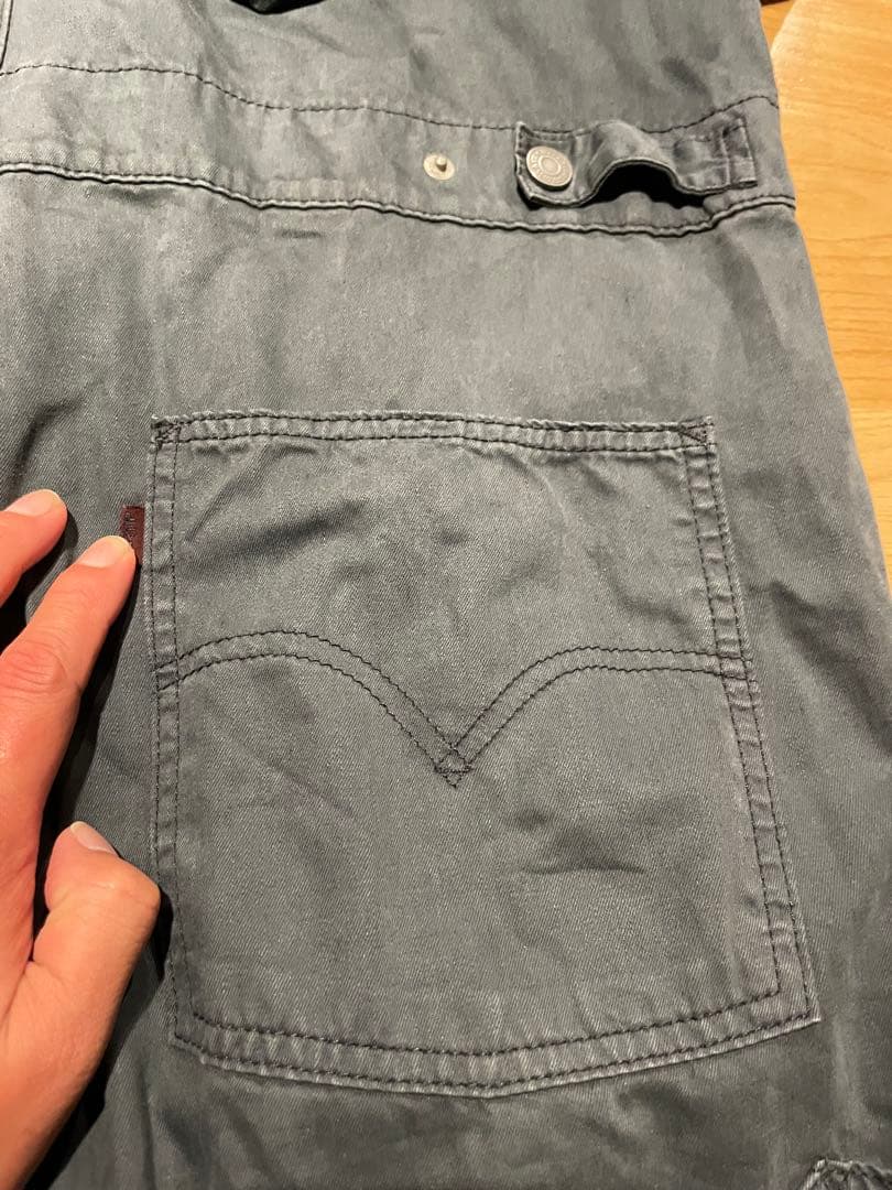 デカサイ LEVI STRAUSS グレー オーバーオール Lサイズ