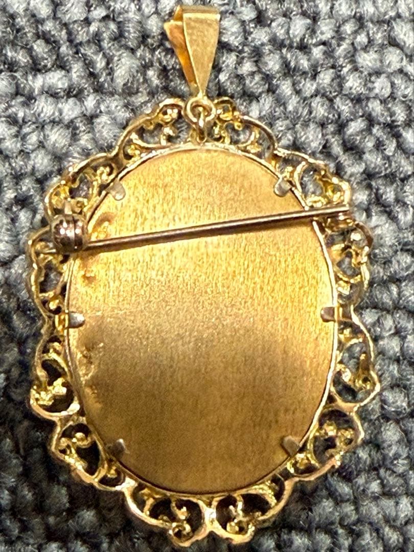 K18 刻印あり　ダイヤ　アンティーク品　ペンダントップ　プローチ 兼用