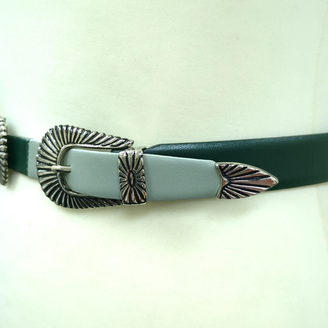 TOGA PULLA トーガプルラ ダブルバックルベルトグリーン 65～67.5