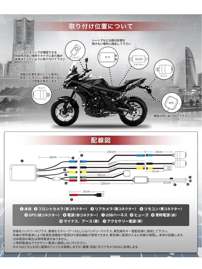 510118 処分中！Kaedear バイク用 ドライブレコーダー